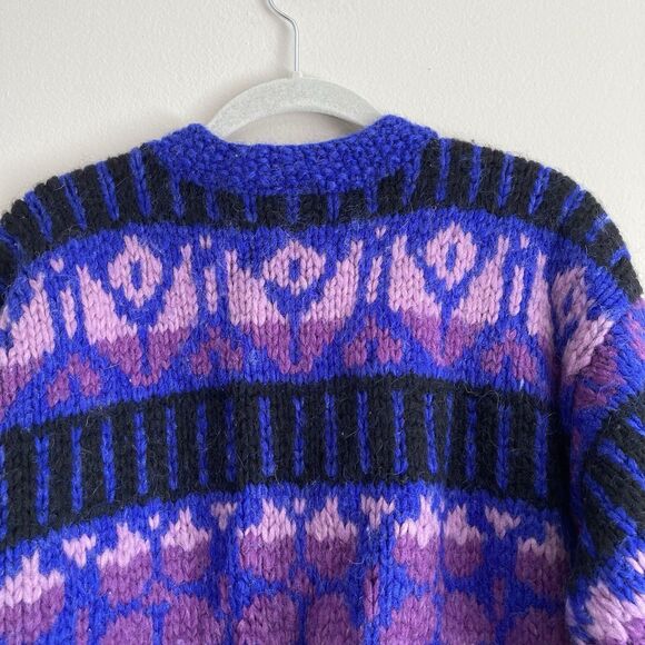 Icelandic Design Womens Vintage Cardigan Sweater 100% Wool Size Small Purple - Picture 7 of 10